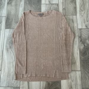 Barefoot Dreams CozyChic Lite Round Neck Sweater Size XS Brown Ribbed Soft